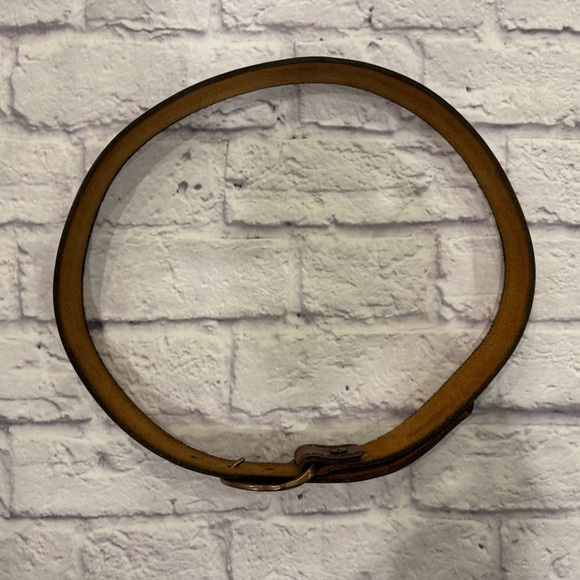 Rare Tech Ether Guild Rhumb TEG Brass 1970s Vintage Belt Buckle Leather Belt 42” - Picture 5 of 6